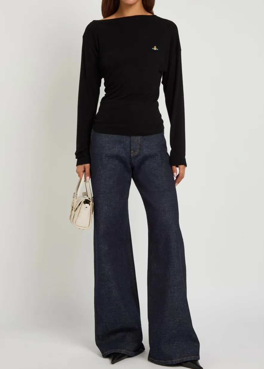 Hebo asymmetric long-sleeve knit top