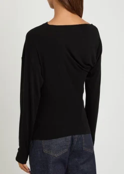 Hebo asymmetric long-sleeve knit top