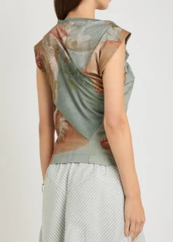 Hebo asymmetric printed cotton top