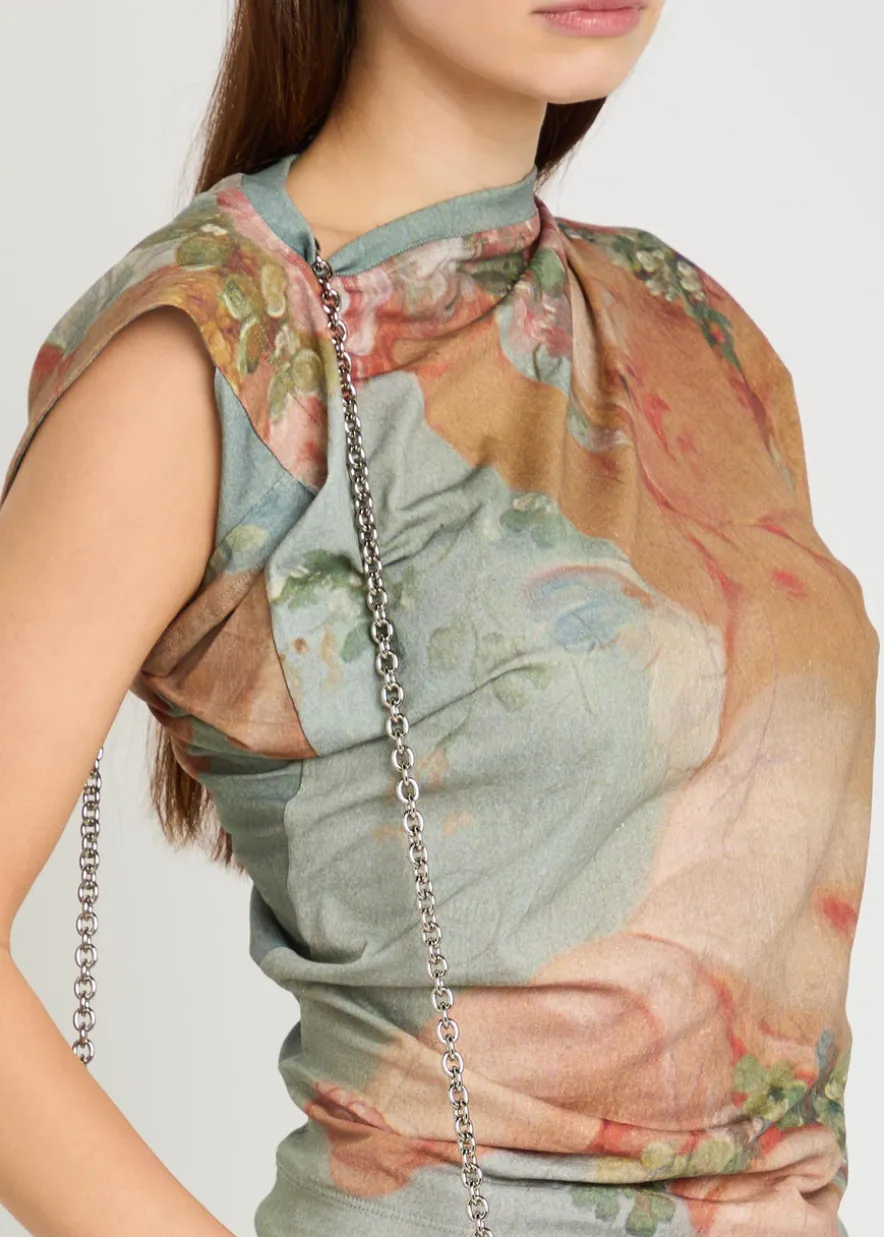 Hebo asymmetric printed cotton top