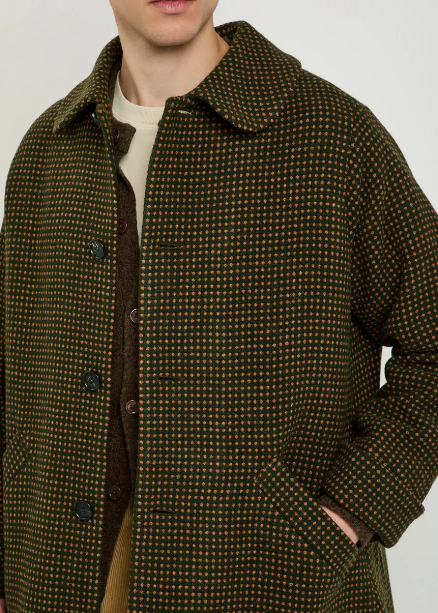 Hedgerow polka dot-jacquard wool coat