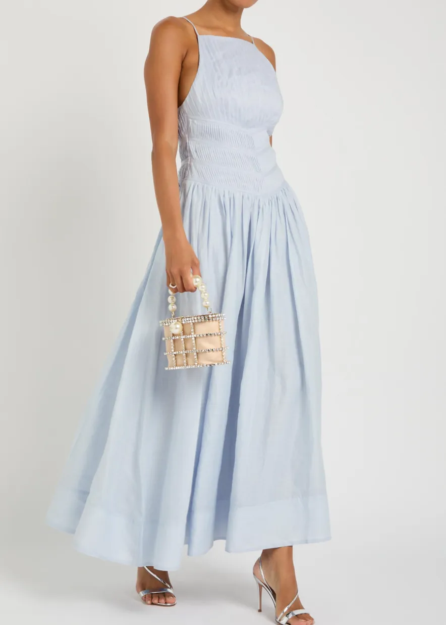 Helene pleated ramie maxi dress