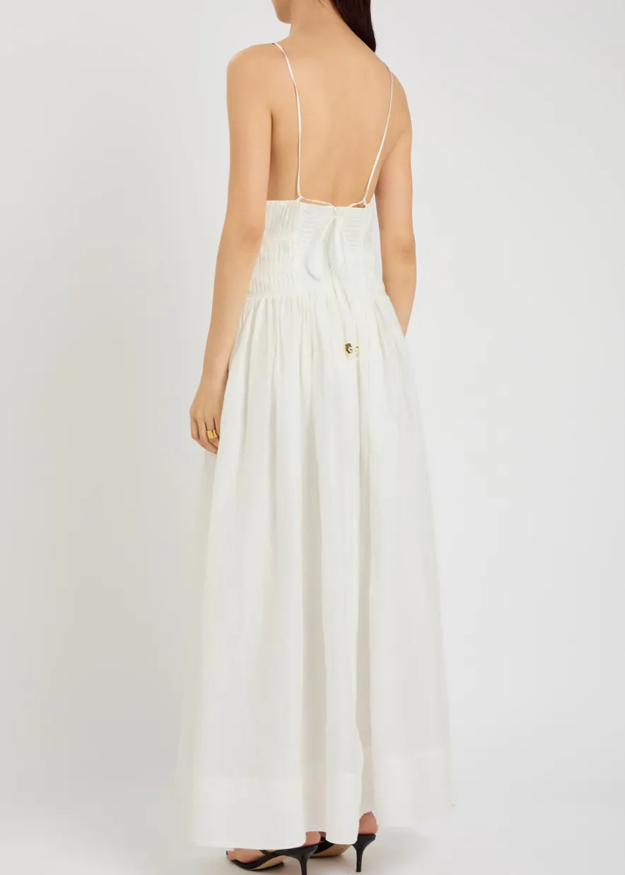 Helene pleated ramie maxi dress