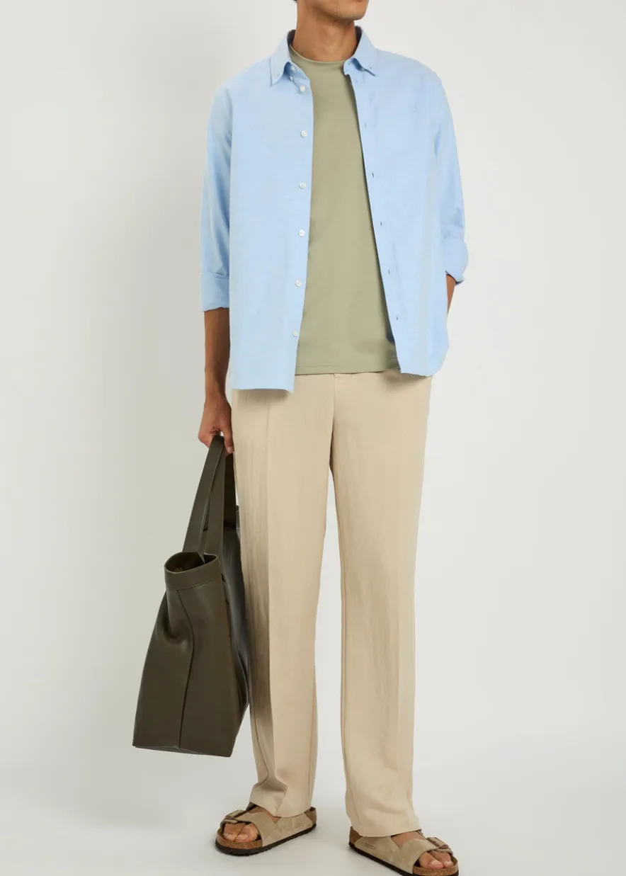 Helio pleated straight-leg woven trousers