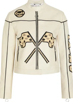 Helmut padded appliquéd leather jacket