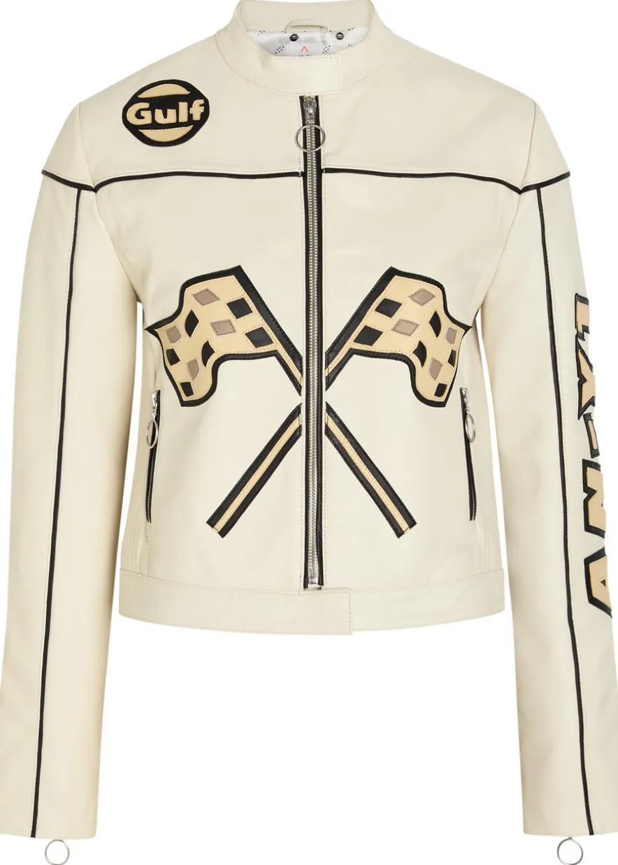 Helmut padded appliquéd leather jacket