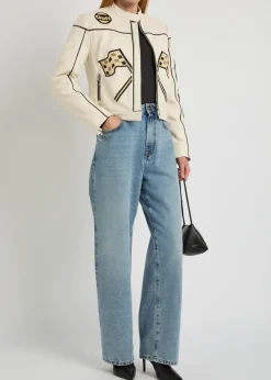 Helmut padded appliquéd leather jacket