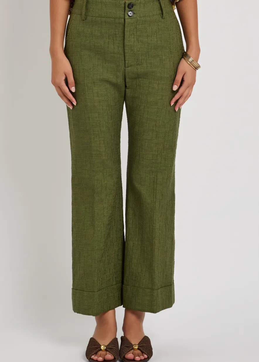 Hendrix textured flared-leg woven trousers