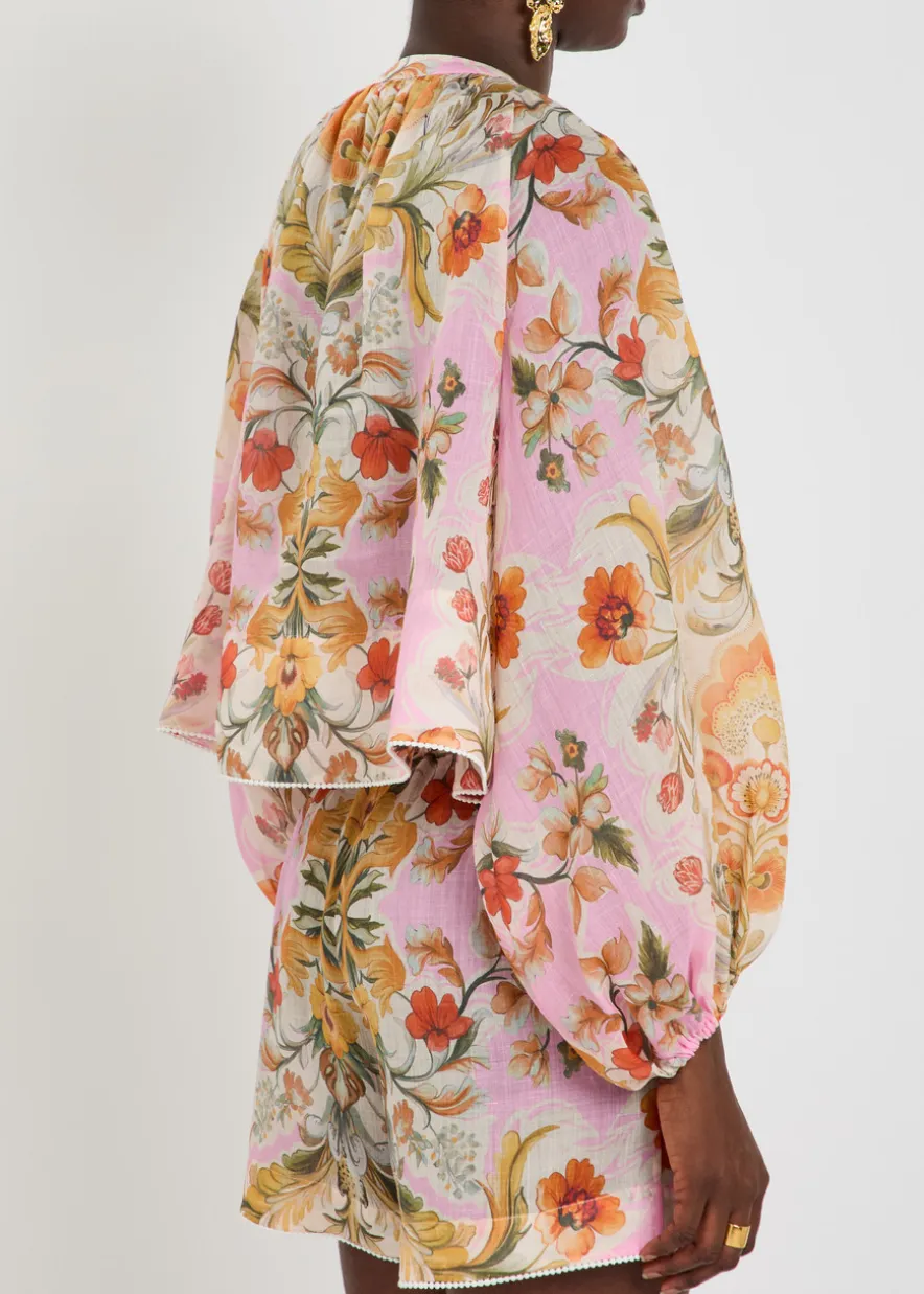 Henri floral-print ramie blouse