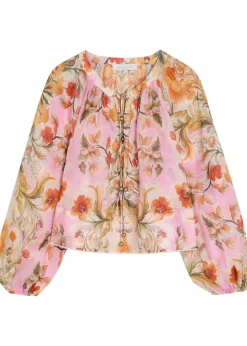 Henri floral-print ramie blouse