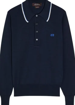 Henry logo fine-knit merino wool polo jumper
