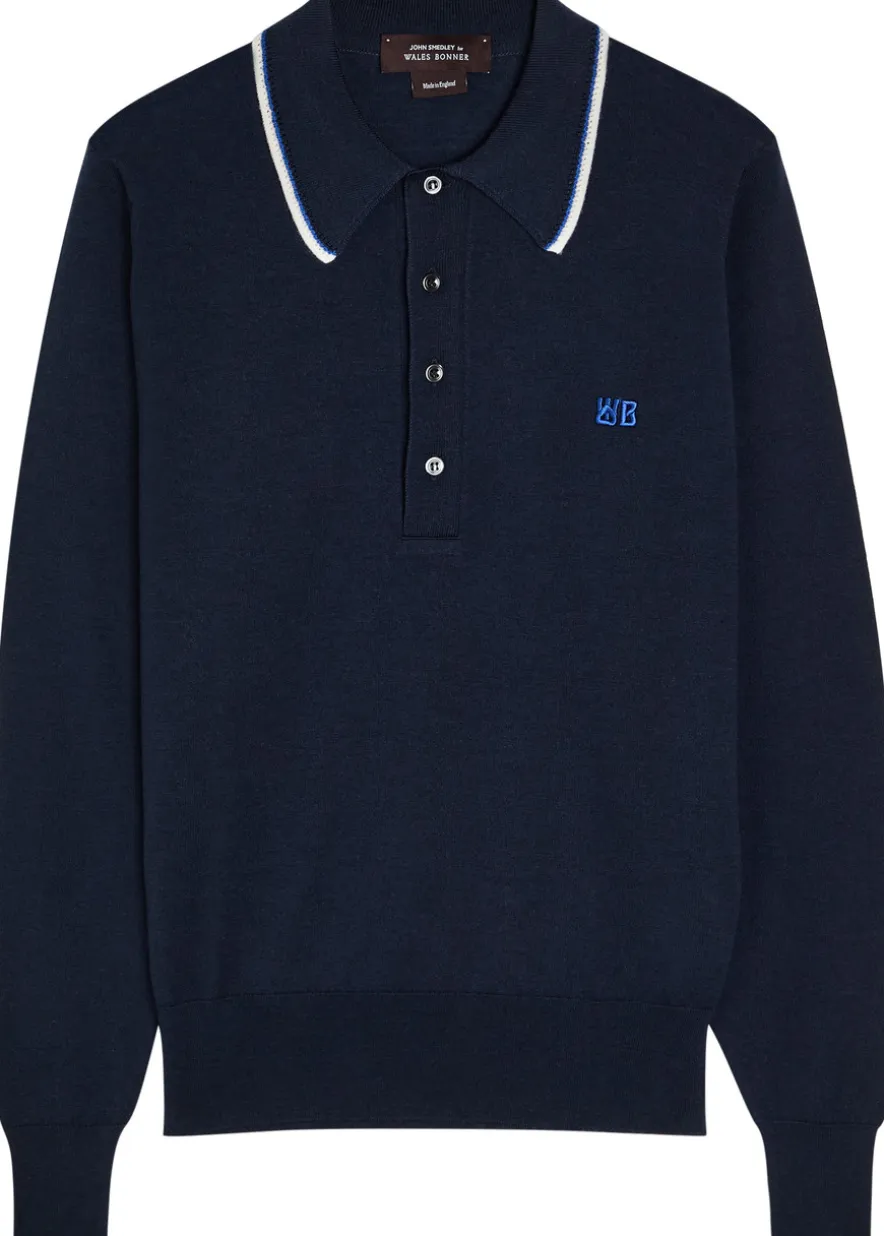 Henry logo fine-knit merino wool polo jumper