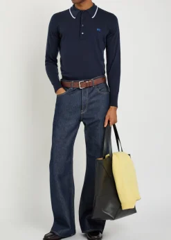 Henry logo fine-knit merino wool polo jumper