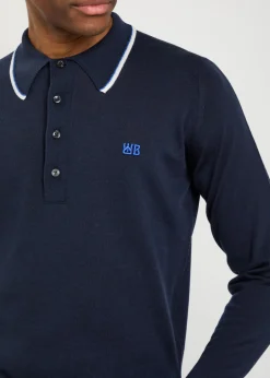 Henry logo fine-knit merino wool polo jumper