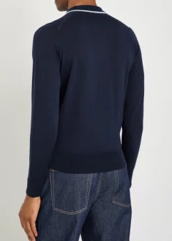 Henry logo fine-knit merino wool polo jumper