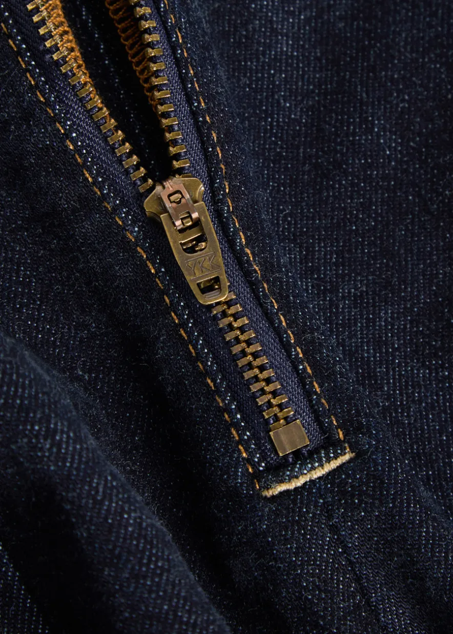 Henry pleated wide-leg denim trousers