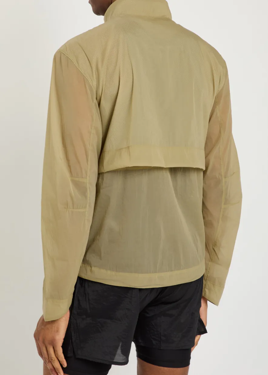 Henry stand-collar stretch-nylon run jacket
