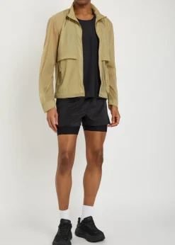 Henry stand-collar stretch-nylon run jacket