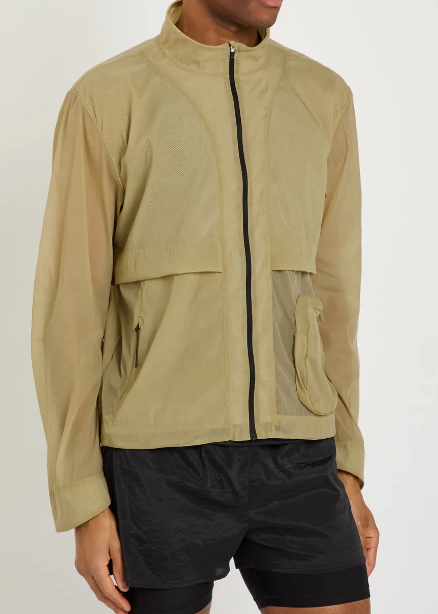 Henry stand-collar stretch-nylon run jacket