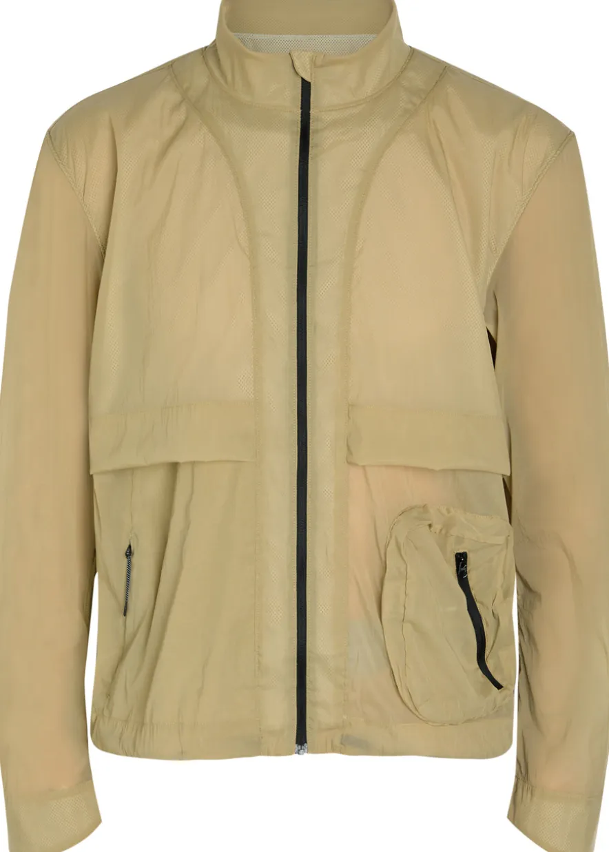 Henry stand-collar stretch-nylon run jacket