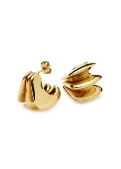 Hera Dome Triple Ridge 18kt gold-plated earrings