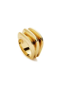 Hera Dome Triple Ridge 18kt gold-plated ring