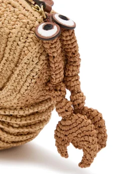 Hermit Crab raffia and leather cross-body bag