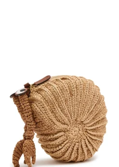 Hermit Crab raffia and leather cross-body bag