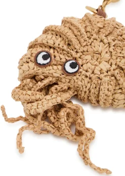 Hermit Crab raffia and leather bag charm
