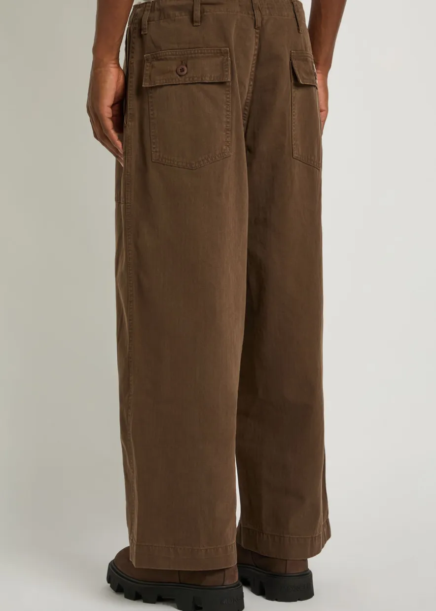 Herringbone cotton parachute trousers