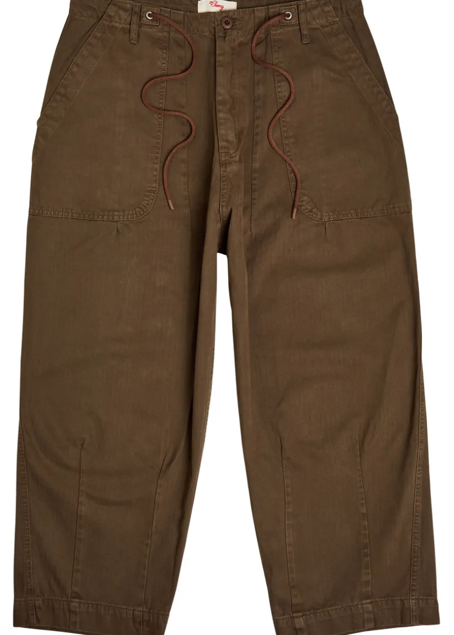 Herringbone cotton parachute trousers