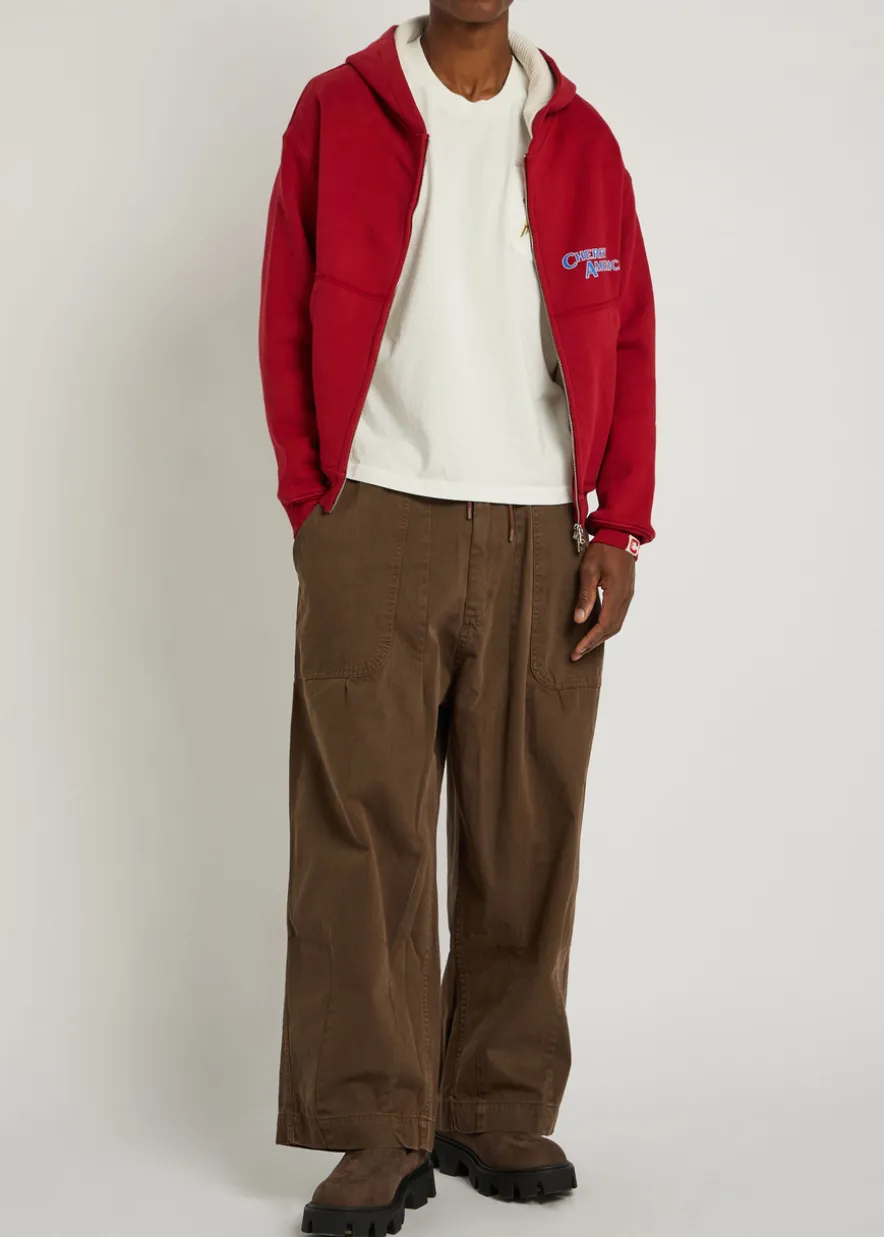 Herringbone cotton parachute trousers