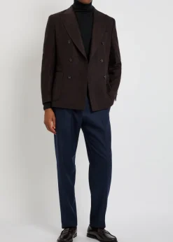 Herringbone double-breasted wool blazer