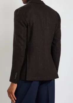 Herringbone double-breasted wool blazer