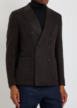 Herringbone double-breasted wool blazer