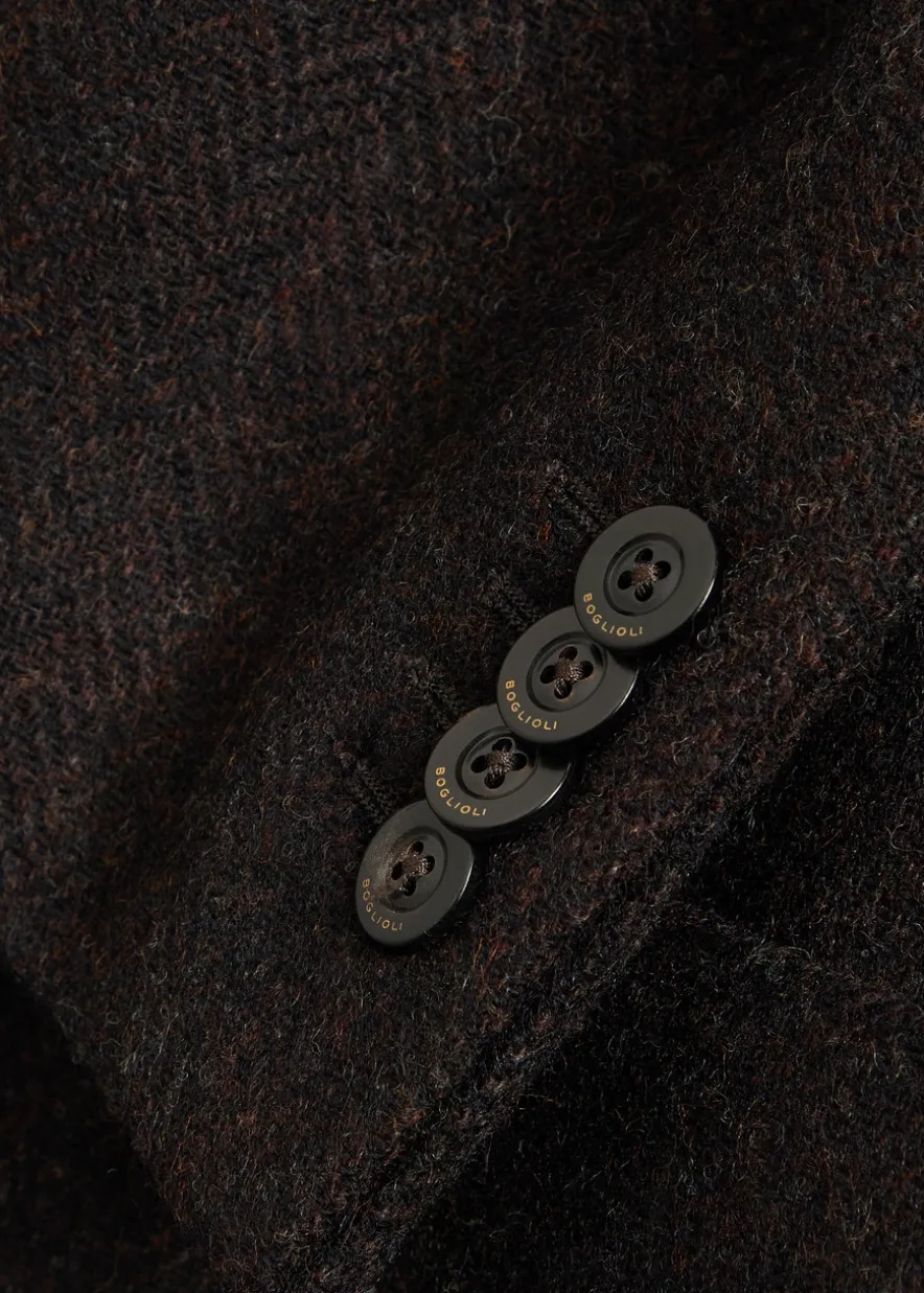 Herringbone double-breasted wool blazer