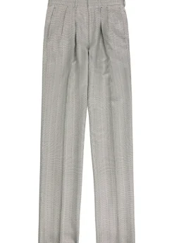 Herringbone tapered-leg silk trousers