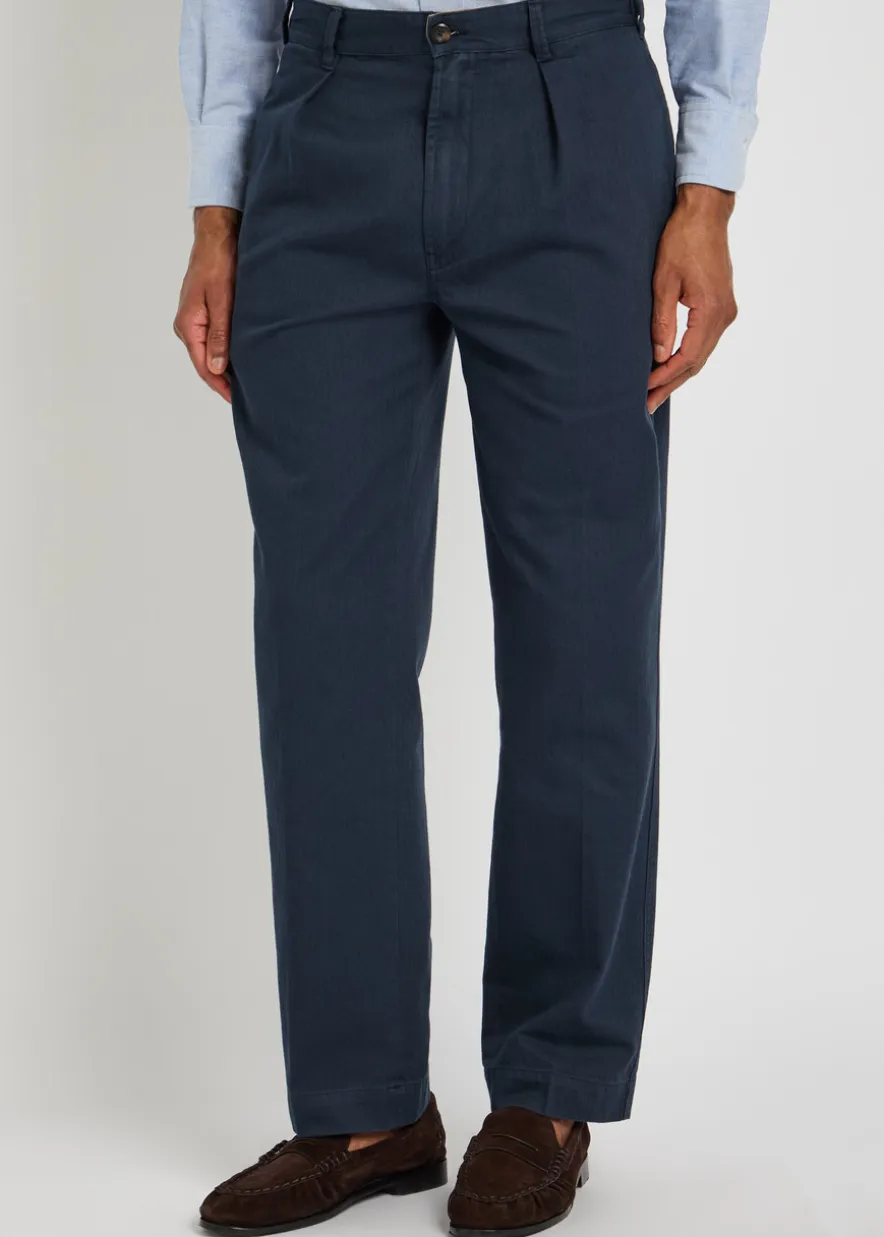 Herringbone tapered-leg trousers