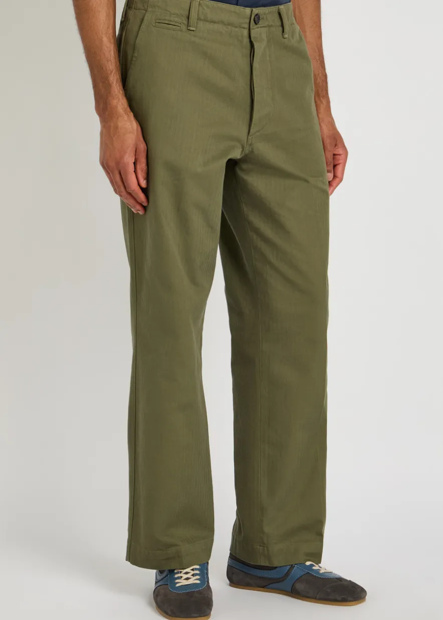Herringbone wide-leg chino trousers