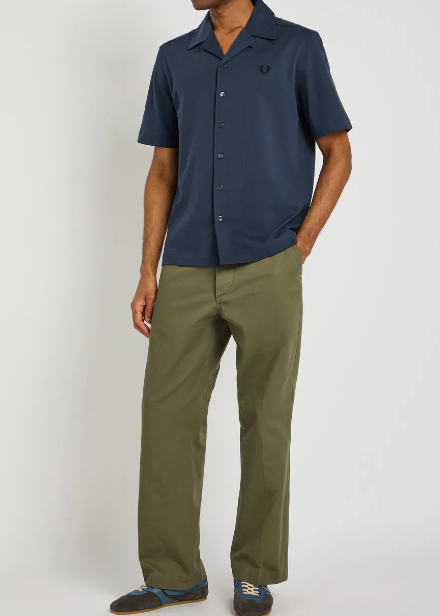 Herringbone wide-leg chino trousers