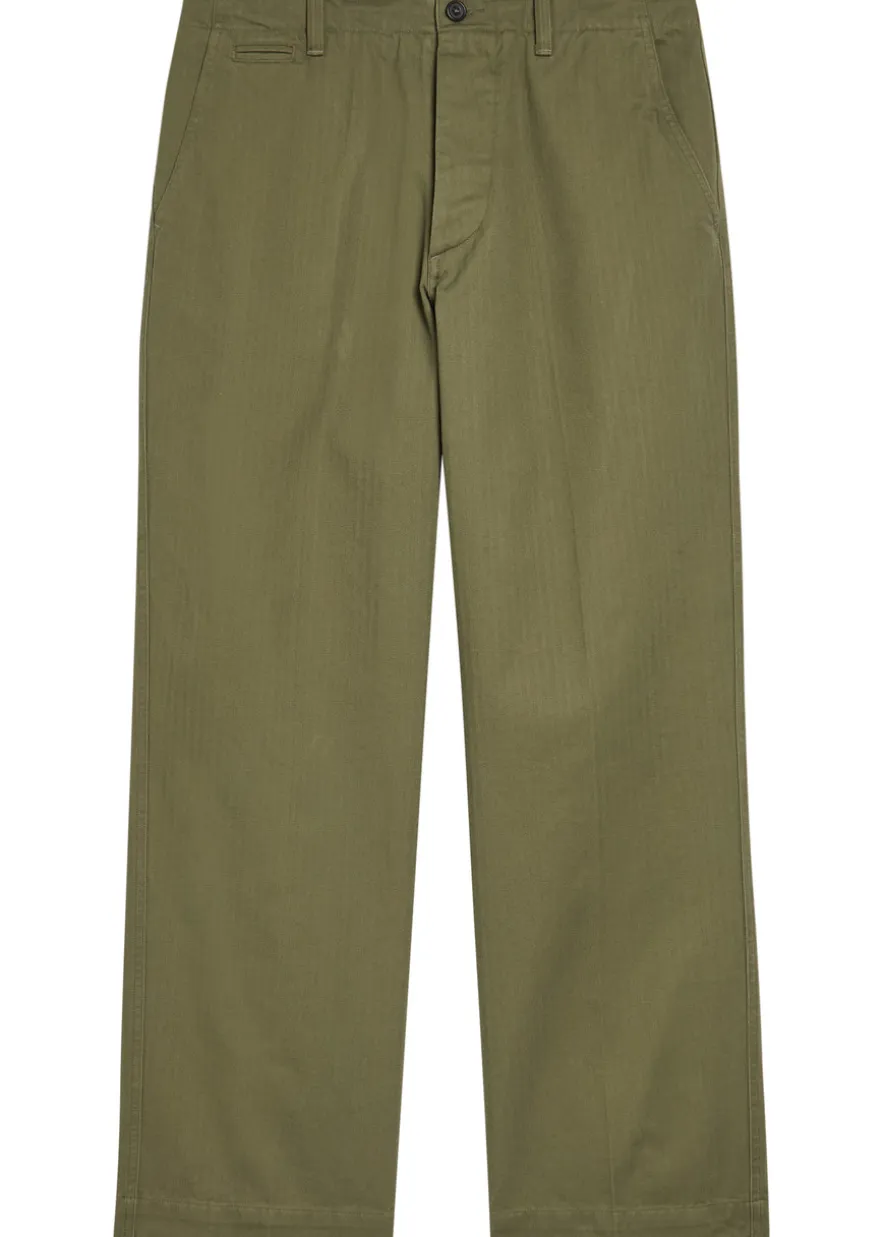 Herringbone wide-leg chino trousers