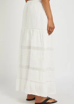Hettie lace-trim cotton maxi skirt