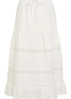 Hettie lace-trim cotton maxi skirt
