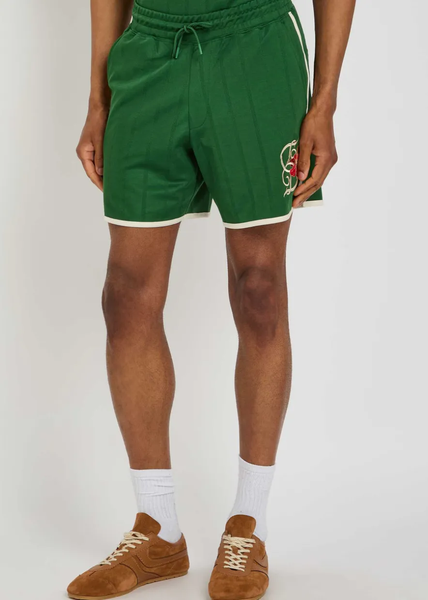 Hibiscus embroidered jersey shorts