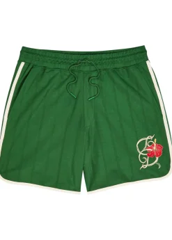Hibiscus embroidered jersey shorts