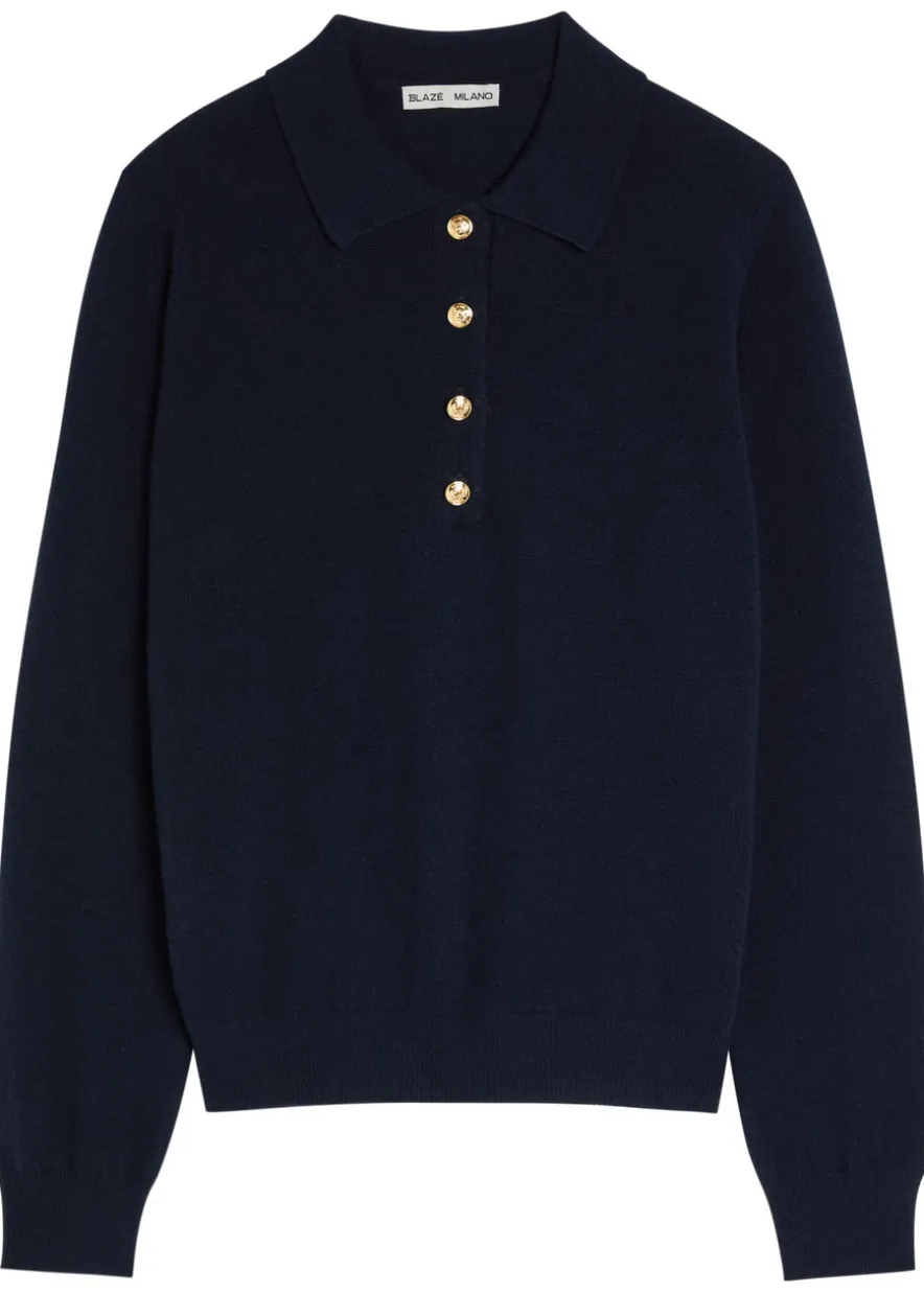 Highland wool and cashmere-blend polo top