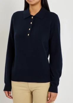 Highland wool and cashmere-blend polo top