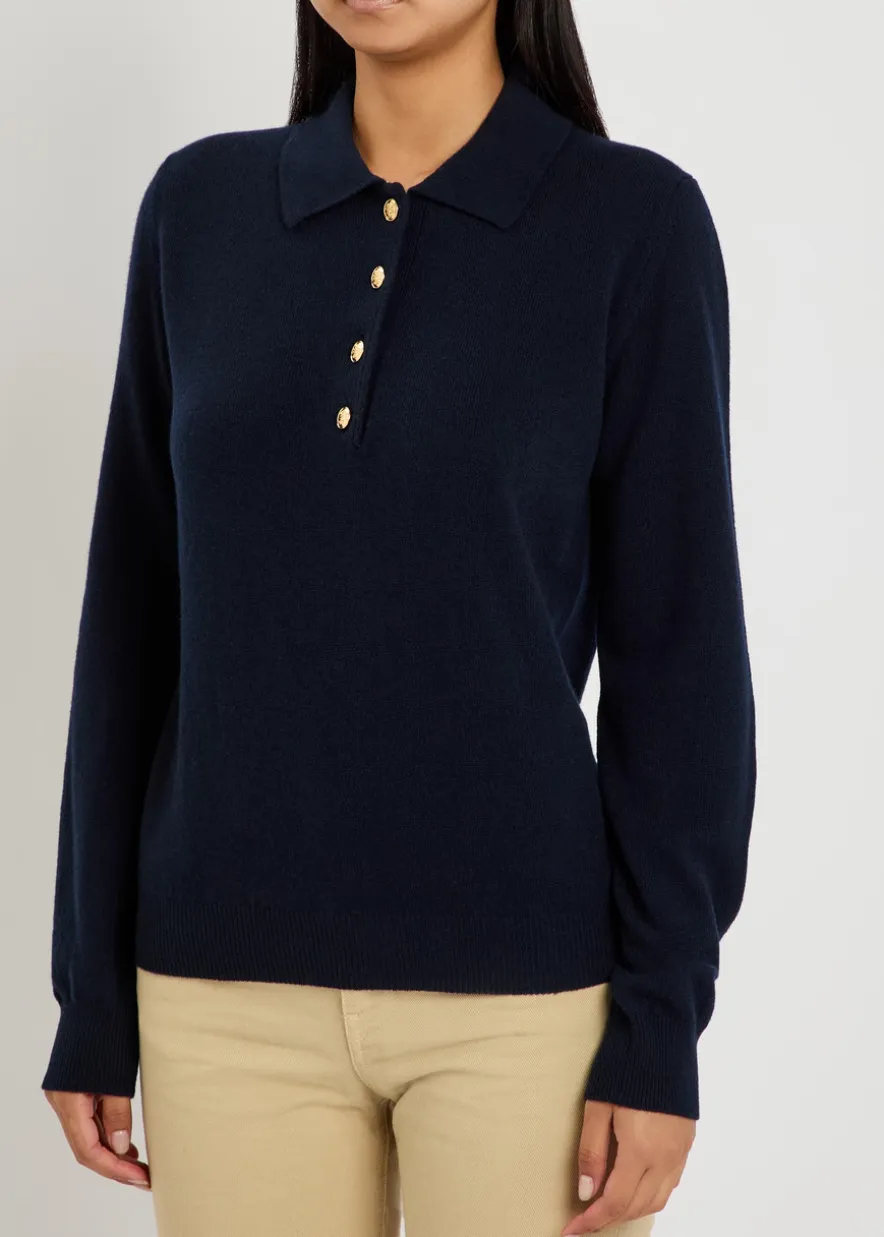 Highland wool and cashmere-blend polo top