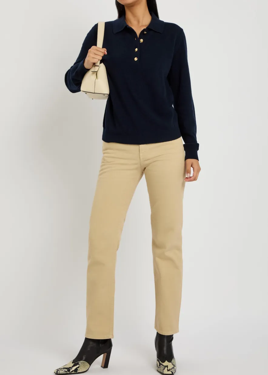 Highland wool and cashmere-blend polo top