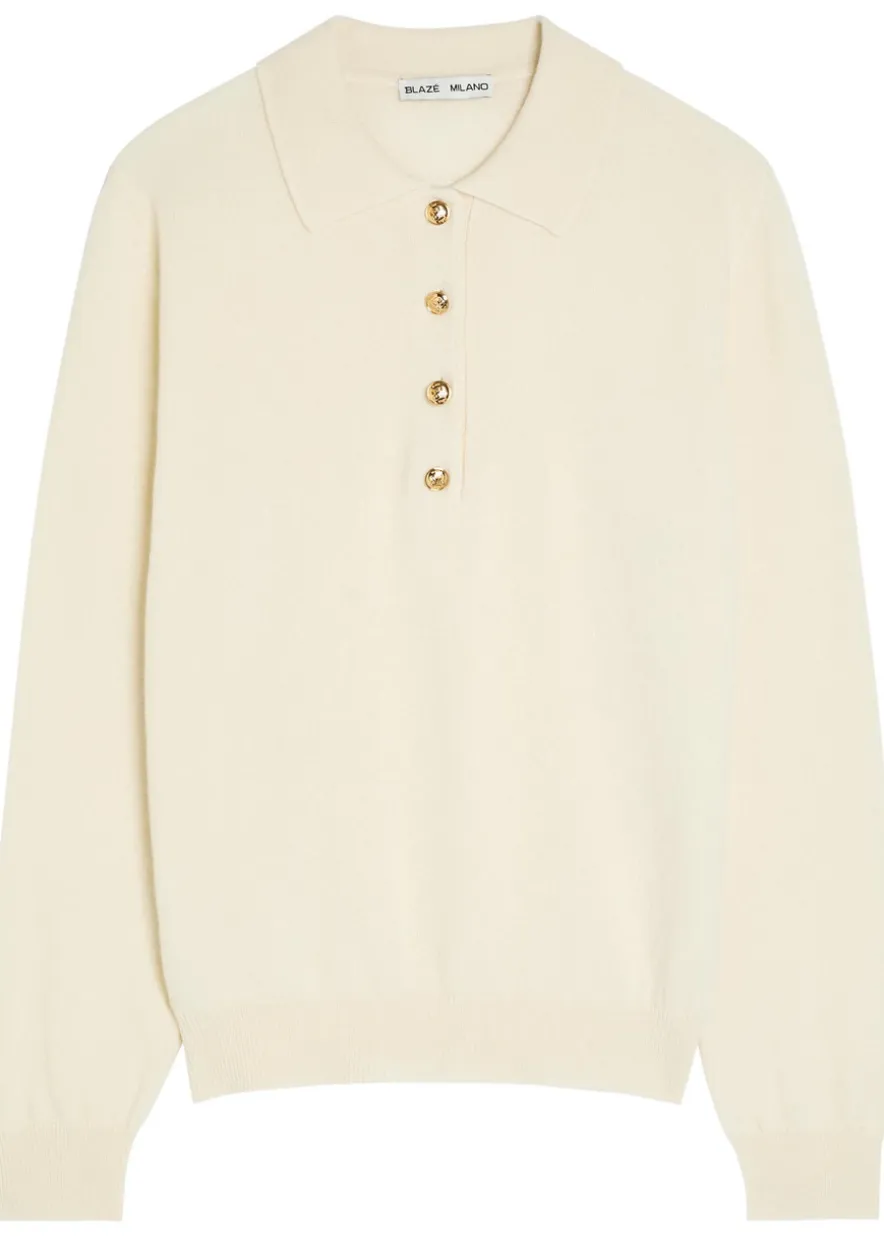 Highland wool and cashmere-blend polo top